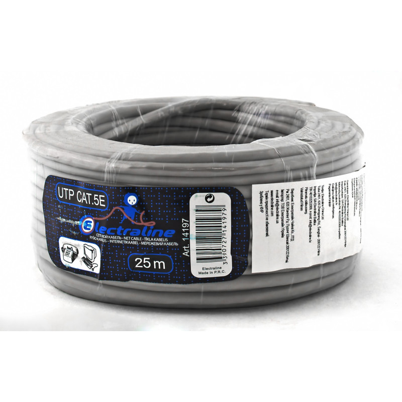 Сетевой кабель UTP Cat 5E (неэкранированная витая пара) Electraline 14197 длина 25 метров